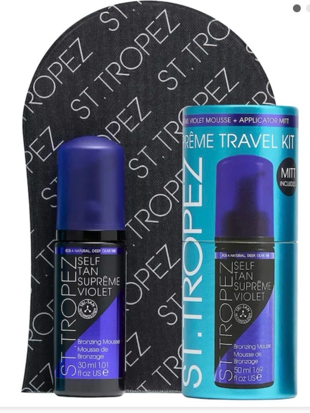 St. Tropez Violet Bronzing Foam Travel Kit with Black Applicator Mitt
